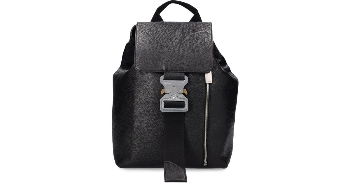 1017 ALYX 9SM Metal Buckle Leather Backpack in Black for Men 1017 ALYX 9SM Metal Buckle Leather Backpack in Black for Men