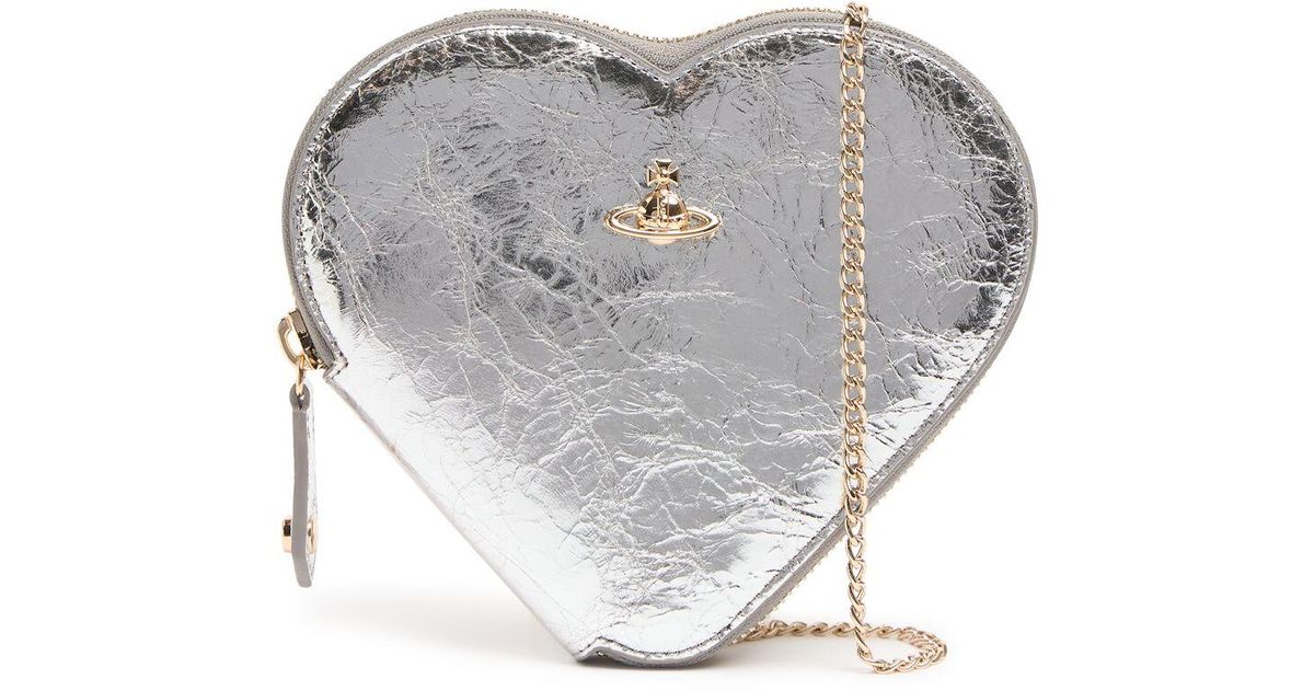 Vivienne Westwood New Heart Metallic Crinkle Crossbody Bag