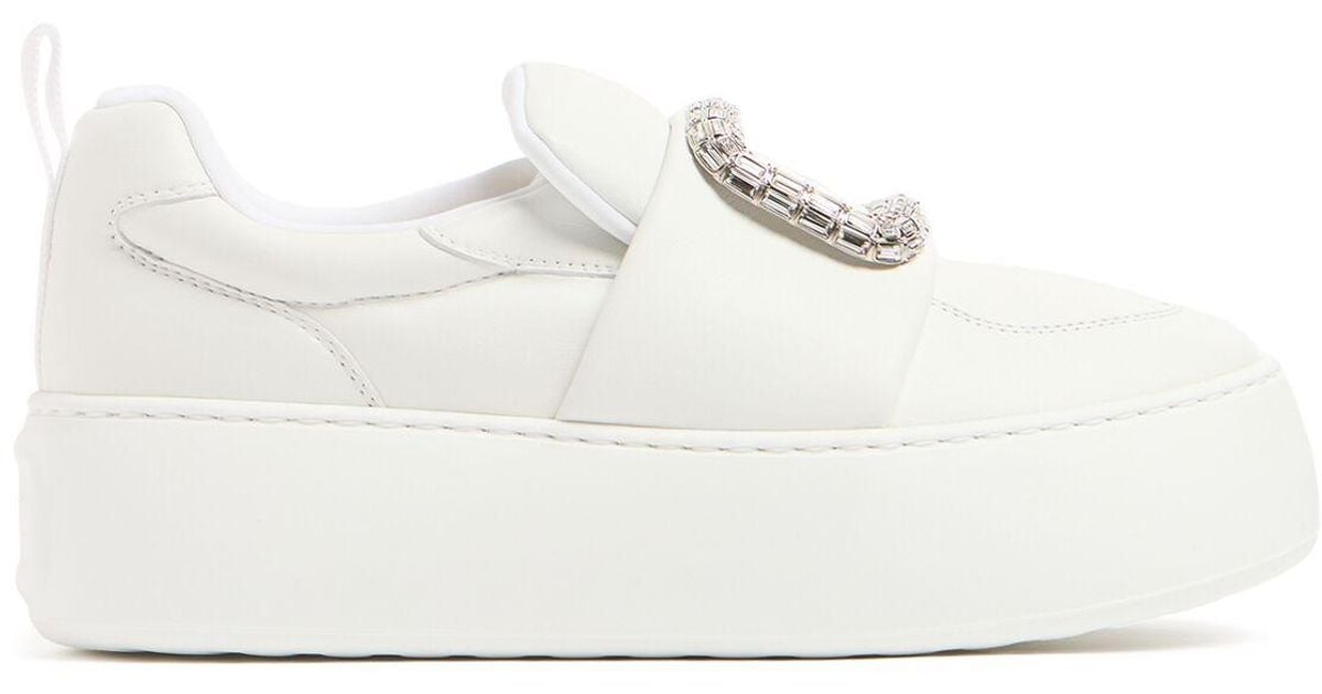 【25SS NEW】ROGER VIVIER/Puffy Choc leather レザースニーカー Roger Vivier Puffy Choc レザースニーカー ホワイト | Lyst