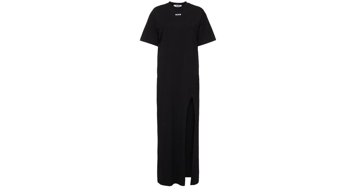 ワンピース MSGM LONG COTTON DRESS MSGM Cotton Jersey Long Dress in Black | Lyst
