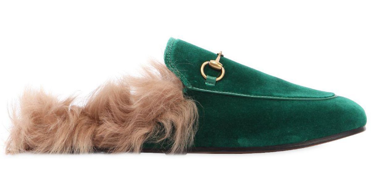 gucci princetown green velvet