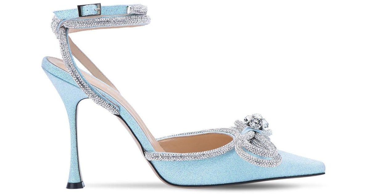Mach & Mach 100mm Double Bow Glittered Pumps in Blue | Lyst UK