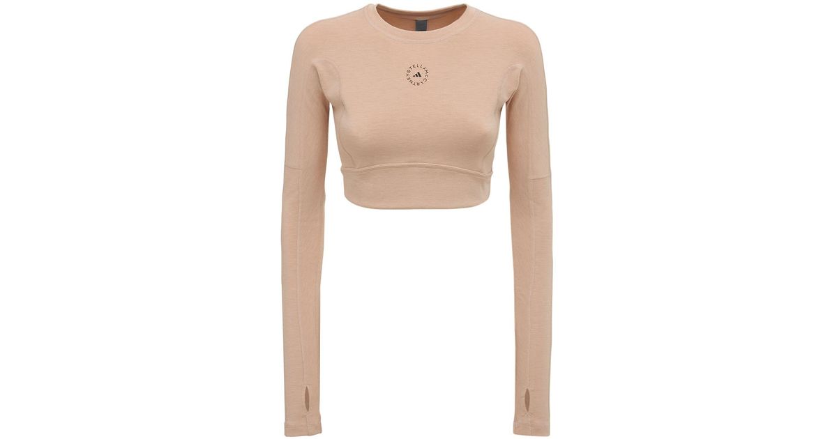 adidas By Stella McCartney Asmc Cropped Long Sleeve Top in Pink - Lyst