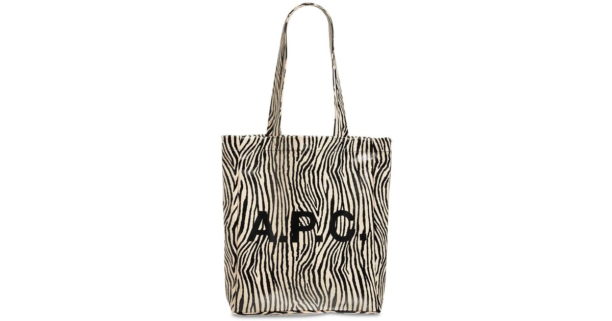 A.P.C. Small Lou Zebra Print Techno Tote Bag in Black Lyst