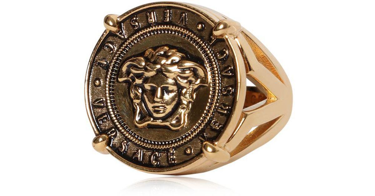 Versace Medusa Coin Vintage Gold Ring 