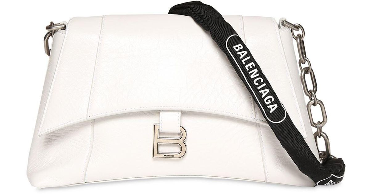 Balenciaga Downtown Leather Shoulder Bag in White (Natural) | Lyst