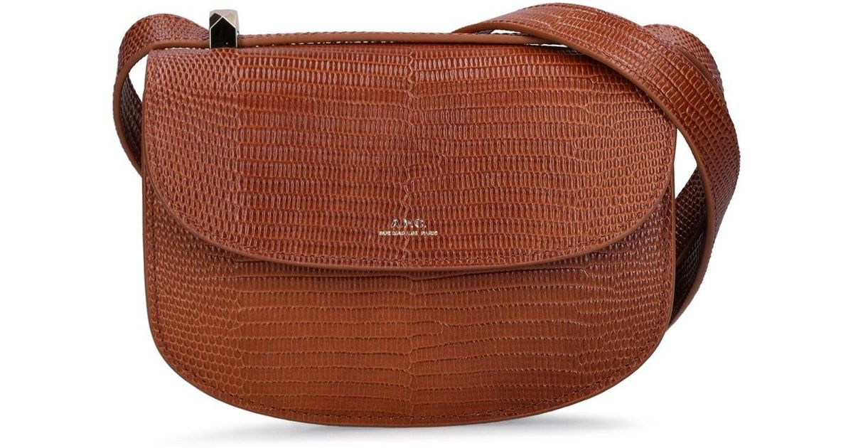 A.P.C. Mini Genève Lizard Embossed Leather Bag in Brown | Lyst Canada