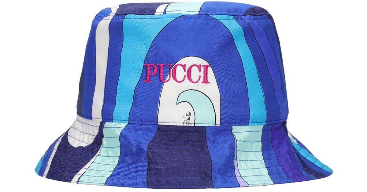 Emilio Pucci Reversible Printed Silk Twill Bucket Hat in Blue | Lyst UK