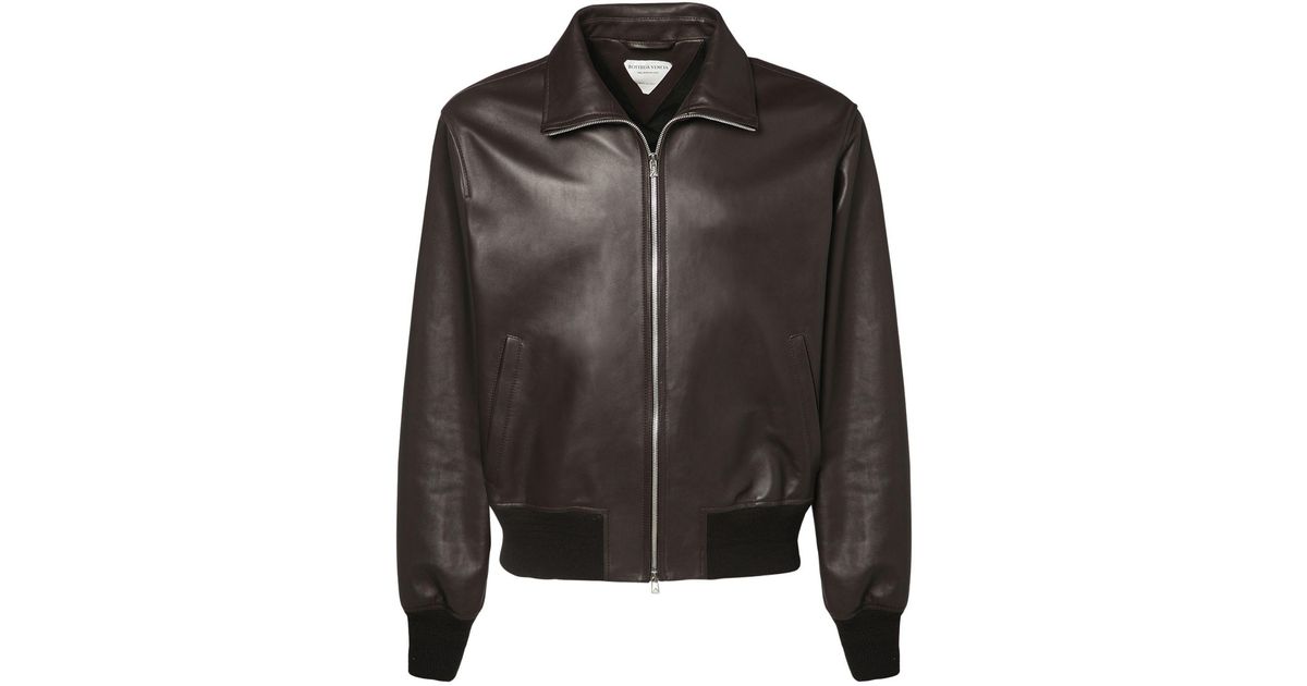 Bottega Veneta Leather Varsity Jacket in Black for Men | Lyst Canada