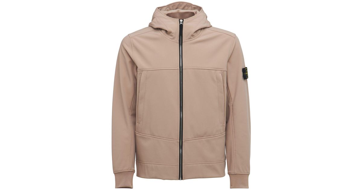 Stone Island Hooded Soft Shell-r Tech Jacket in Antique Rose 