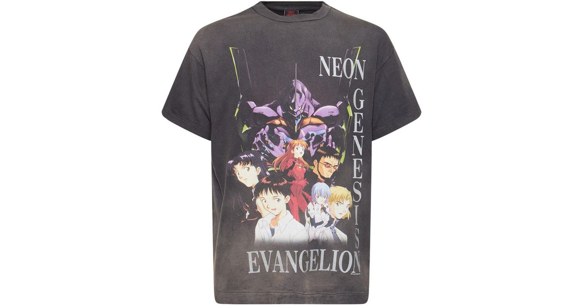 Saint Michael Evangelion X Saint Mx6 T-shirt in Gray for Men Saint Michael Evangelion X Saint Mx6 T-shirt in Gray for Men