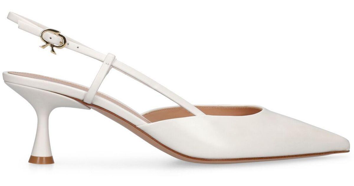 Gianvito Rossi 55mm Ascent Leather Slingback Pumps in White Lyst
