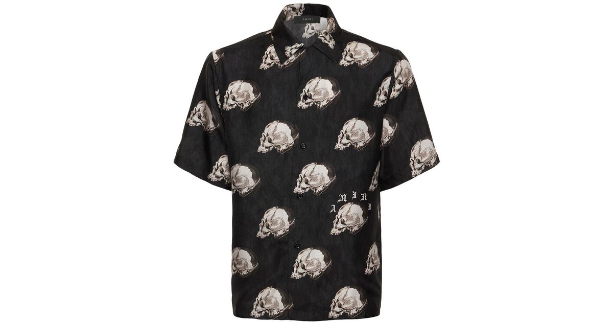 Amiri All Over Print Silk Bowling Shirt in Black for Men | Lyst UK