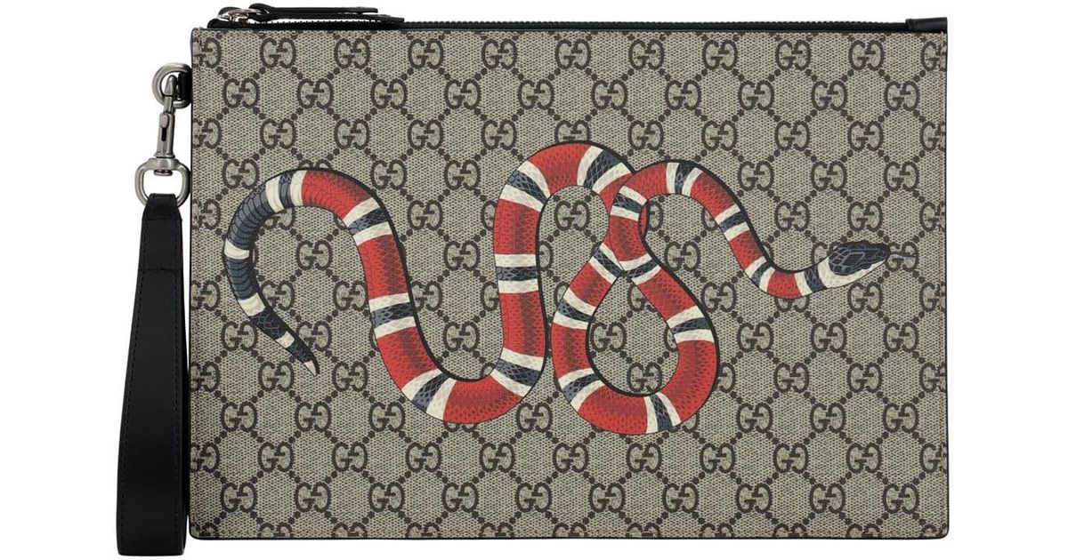 Pochette En Toile Enduite Imprimé Serpent Gucci pour homme en coloris  Neutre | Lyst