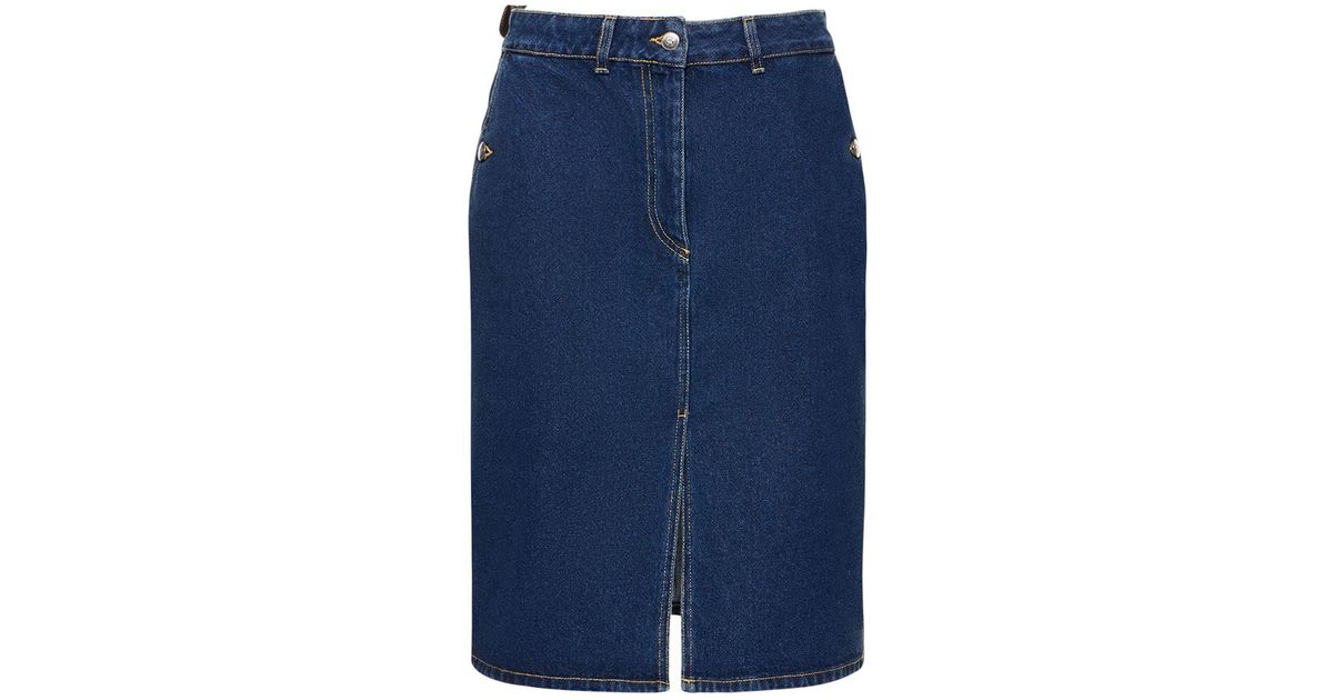 Saks Potts Zoe Cotton Denim Midi Skirt in Blue | Lyst