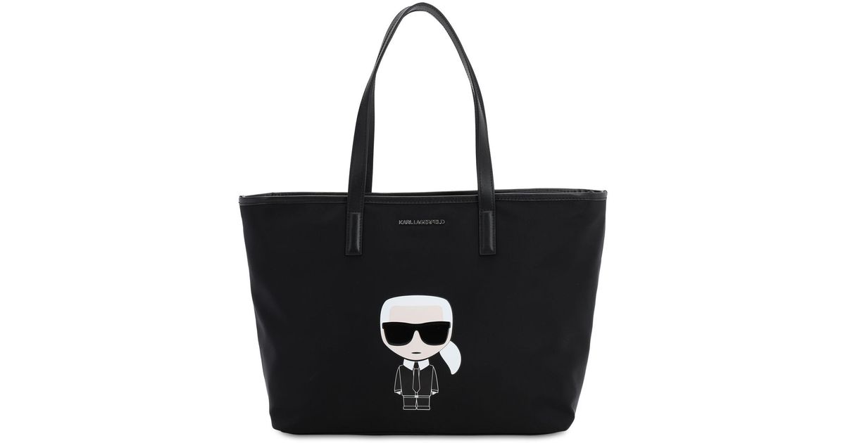 Karl Lagerfeld K/ikonik Karl Tote Bag W/leather in Black - Lyst
