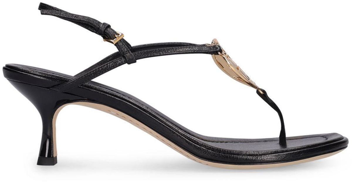 Tory Burch 60mm Capri Miller Leather Sandals in Black | Lyst