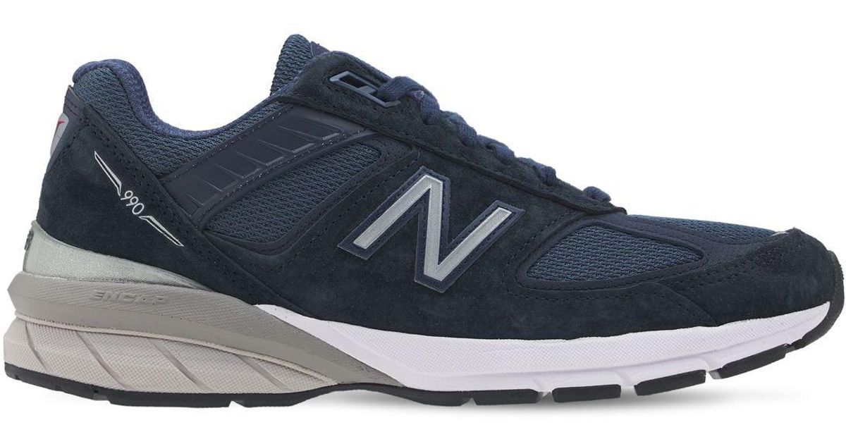 New Balance 990 V5 Suede & Mesh Sneakers in Navy (Blue) - Lyst