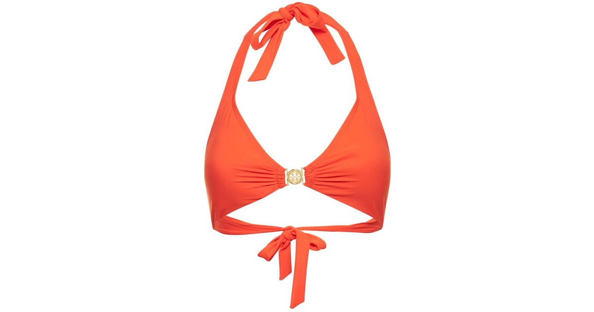 Tory Burch Miller Lycra Bikini Top in Red | Lyst UK