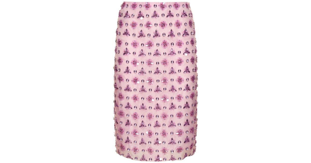 Des Phemmes Embellished Organza Midi Skirt in Pink | Lyst