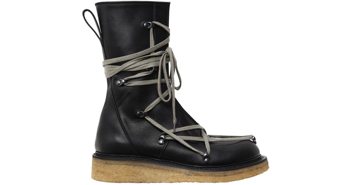 rick owens lace up boots