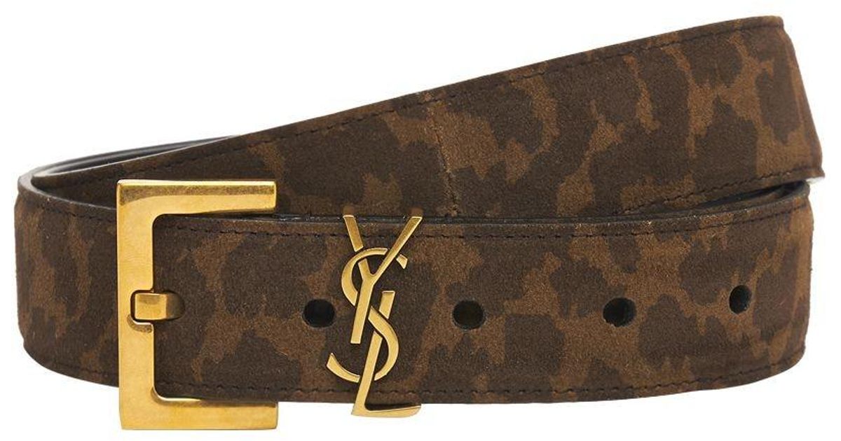 Saint Laurent 30mm Monogram Leo Suede Leather Belt in Brown | Lyst UK Saint Laurent 30mm Monogram Leo Suede Leather Belt in Brown | Lyst UK