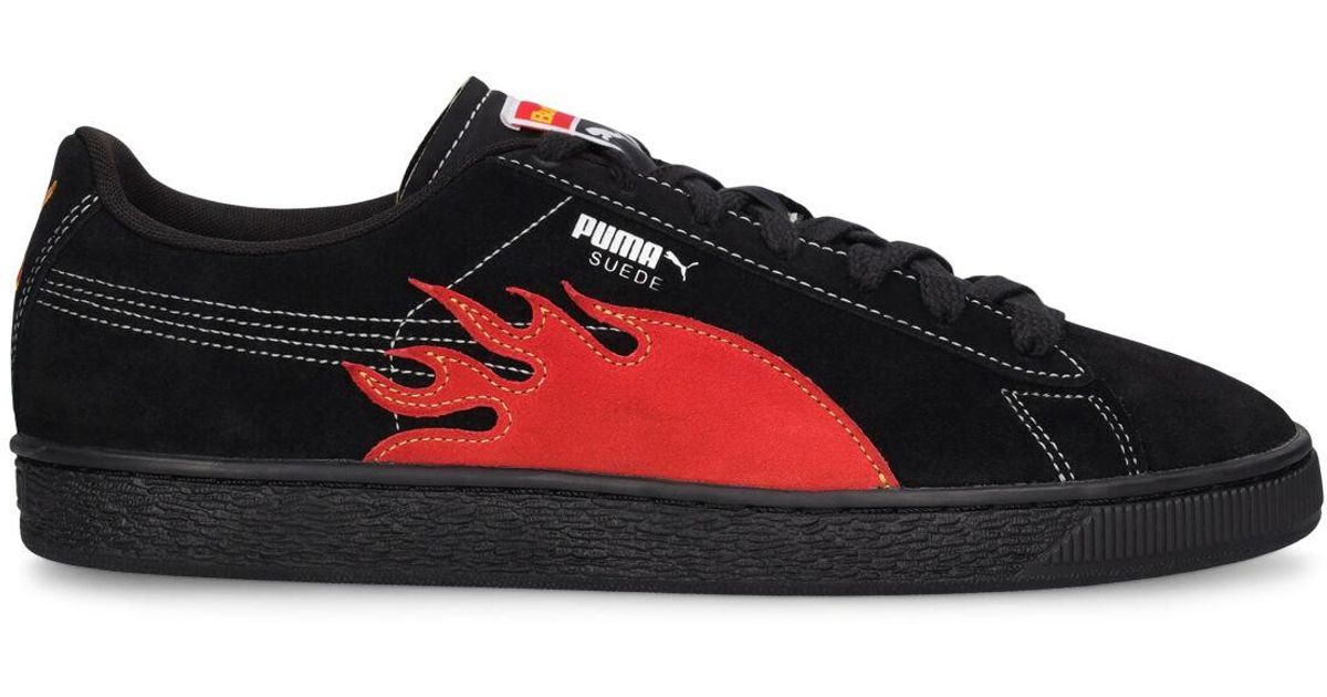Puma suede black red hot sale