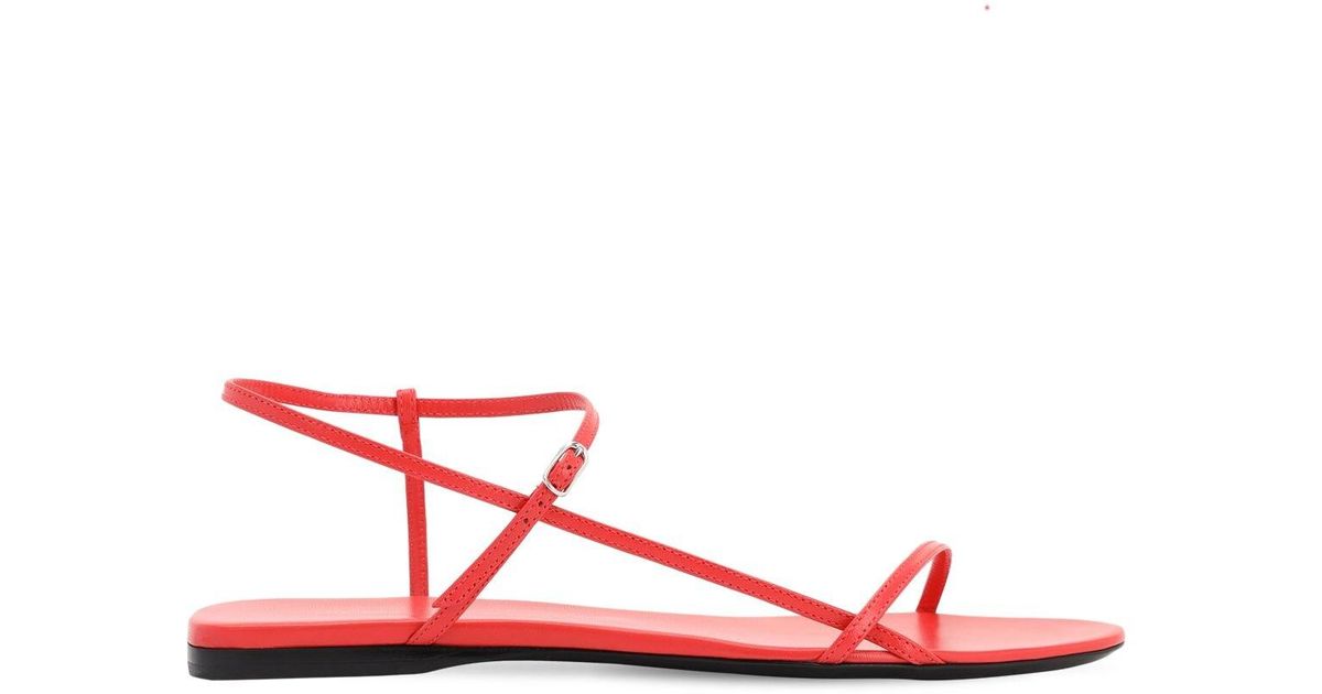 The Row 10mm Bare Leather Flat Sandals in Red - Lyst