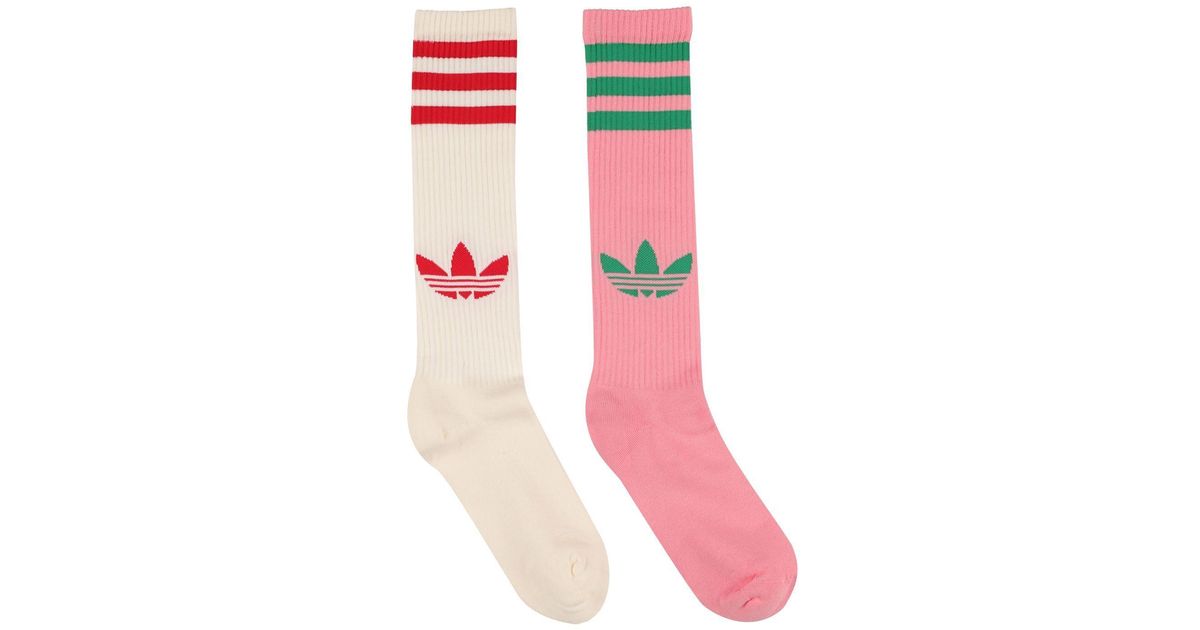 adidas Originals Pack Of 2 Knee Socks in Pink | Lyst