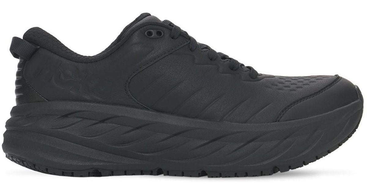 Hoka One One Leather 34mm Bondi Sr Sneakers in Black for Men - Lyst