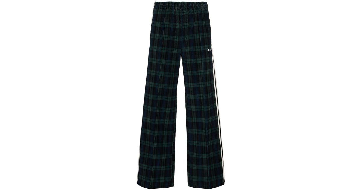 adidas Originals Corduroy Tartan Wide Leg Pants in Blue | Lyst