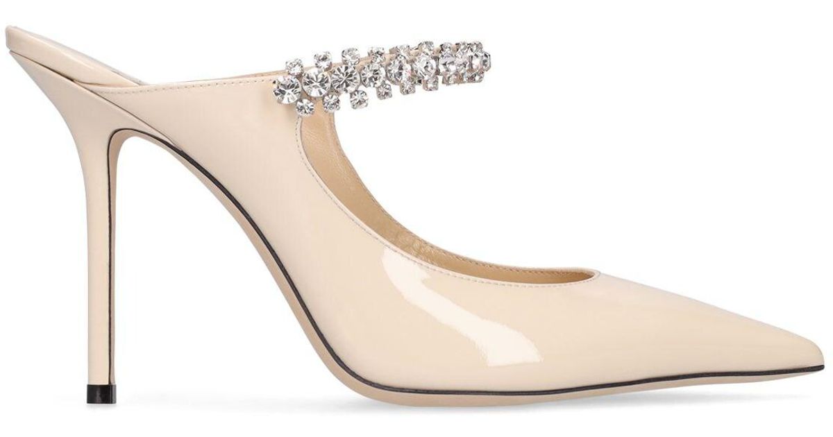 Jimmy Choo 100mm Bing Patent Leather Mules in Ivory (Natural) | Lyst