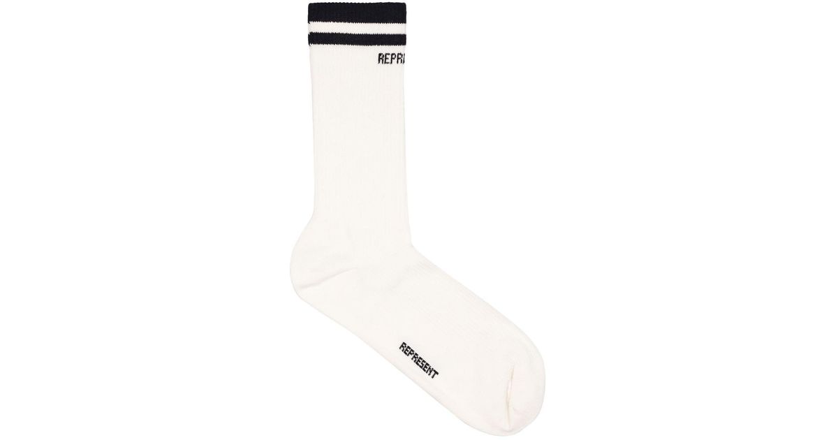 Represent Logo Ribbed Cotton Blend Socks in White for Men | Lyst
