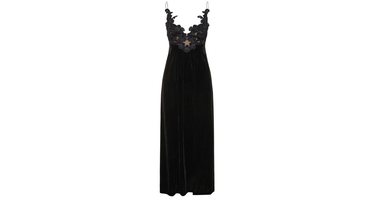 Zimmermann Sensory Velvet & Lace Midi Slip Dress in Black | Lyst