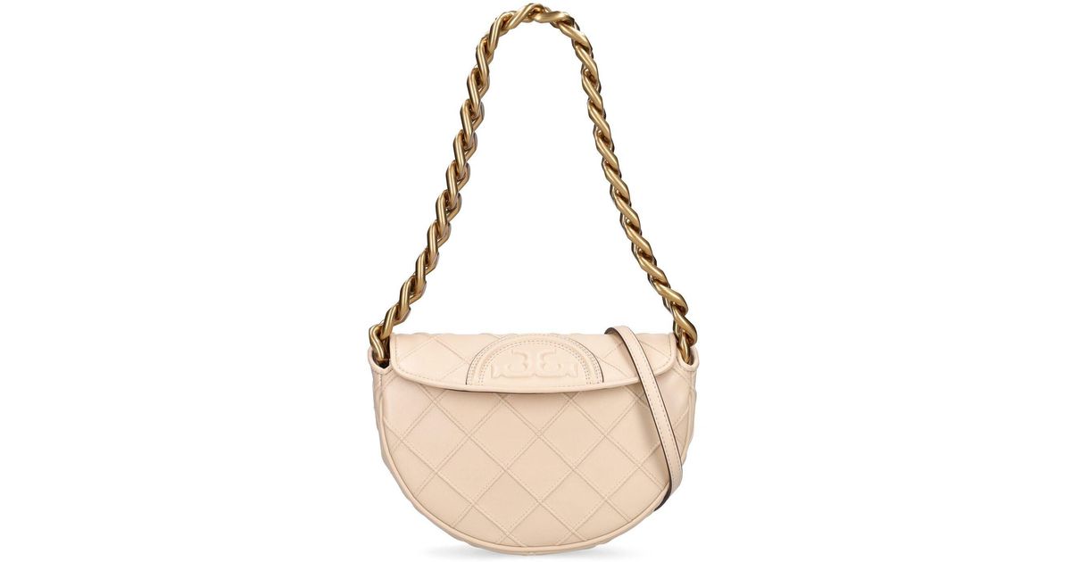 Tory Burch Mini Fleming Soft Quilted Leather Bucket Bag In New Cream