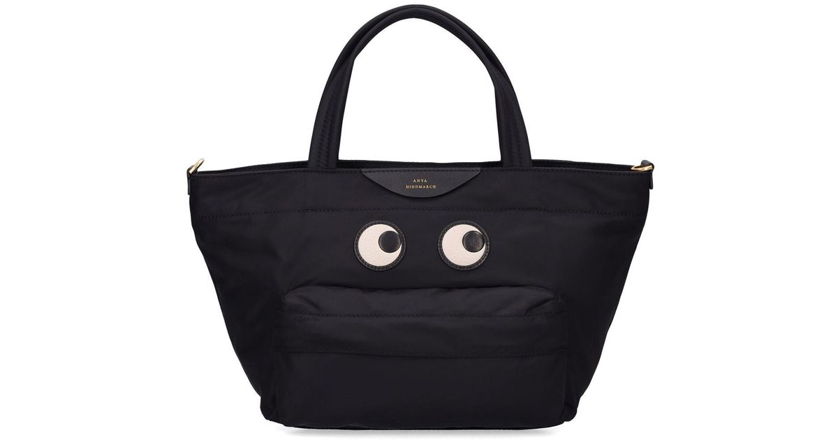 Anya Hindmarch Synthetic E/w Mini Eyes Recycled Nylon Tote Bag in Black ...