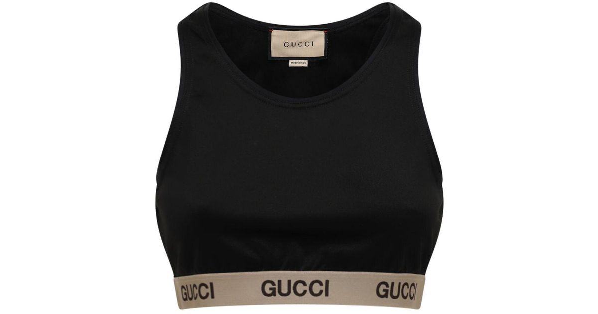 Gucci The North Face Technical Jersey Crop Top in Black | Lyst