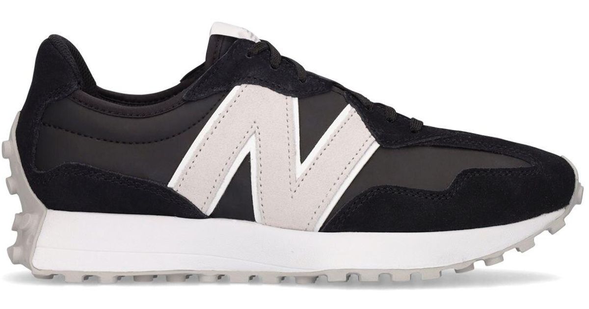 New Balance Leather 327 Sneakers in Black | Lyst UK
