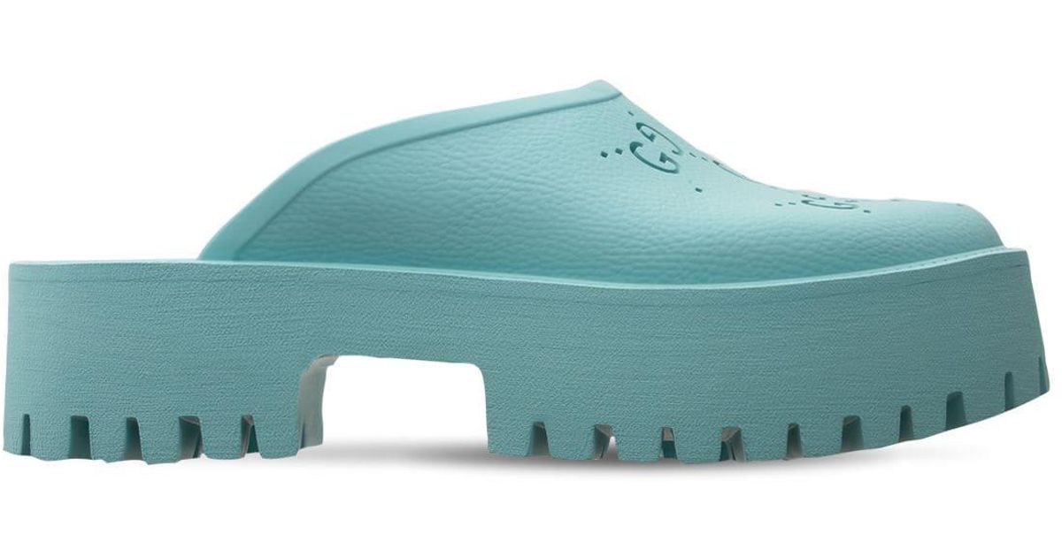 Gucci 55mm Elea Perforated G Platform Sandals in Blue | Lyst Australia