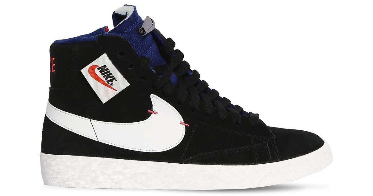 Nike Blazer Mid Rebel Suede High Top Sneakers in Black/White (Black) - Lyst