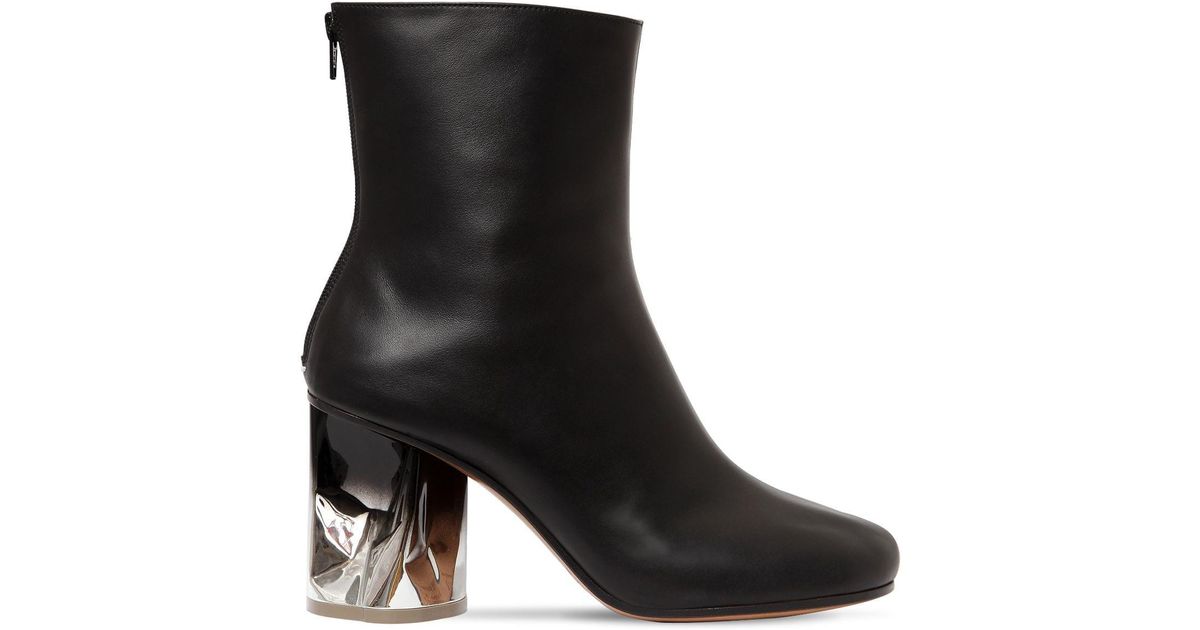 Maison Margiela Crushed Heel Leather Boots in Black | Lyst