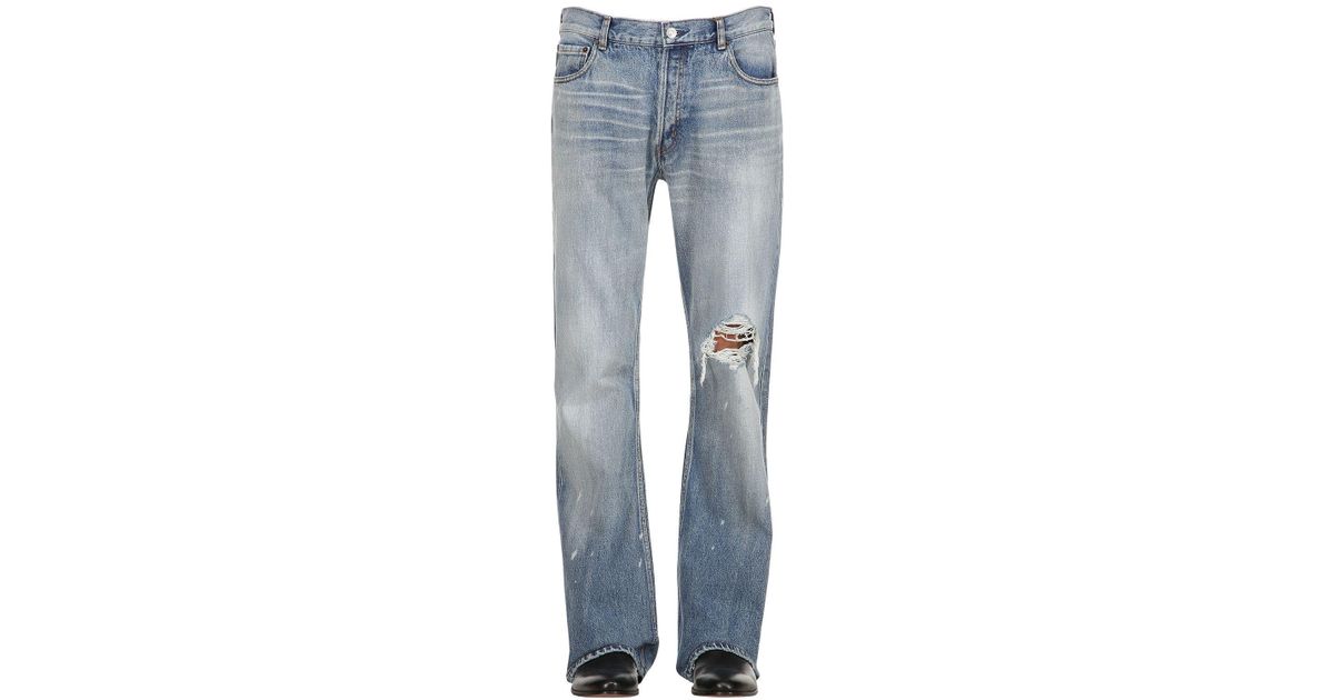 mens destroyed bootcut jeans