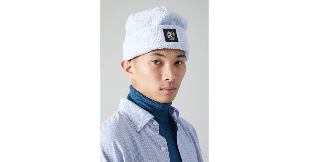 stone island beanie blue