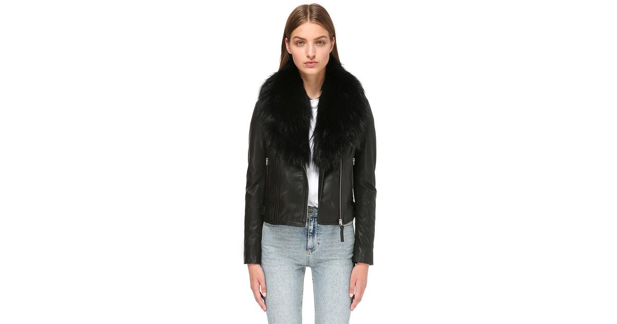Mackage Yoana Jacket Lyst Mackage Yoana Sp Biker Leather Jacket With Fur Collar In Black