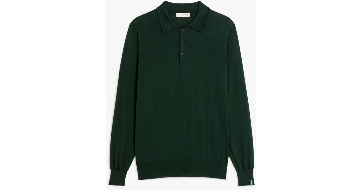 Mackintosh Bottle Green Cotton Long Sleeve Polo Shirt for Men | Lyst