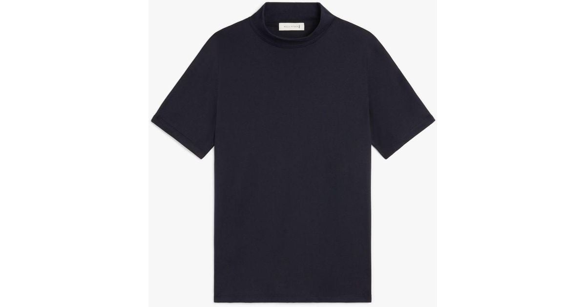 Download Mackintosh Ardross Navy Cotton Mock Neck T-shirt | Wcs ...