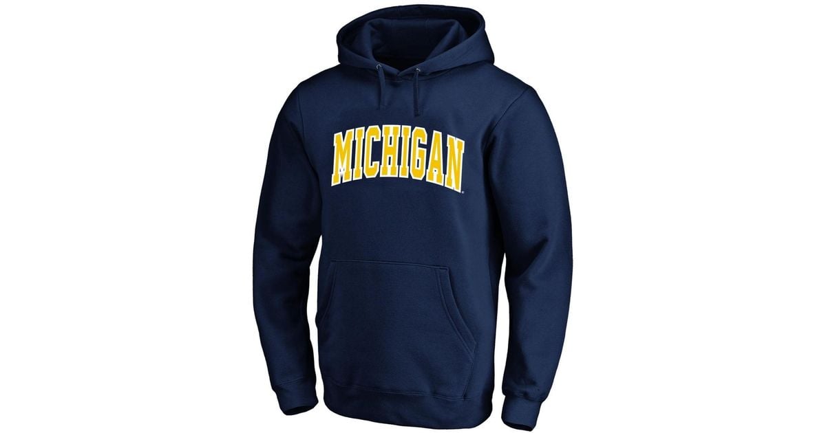 Champion Michigan Wolverines Arch Over Tackle Twill Hoodie in Blue for ...
