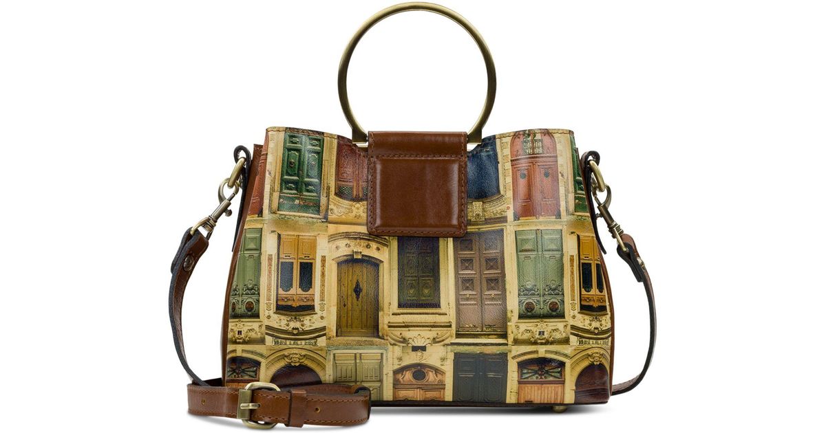 Patricia Nash Empoli Small Leather Satchel in Metallic Lyst