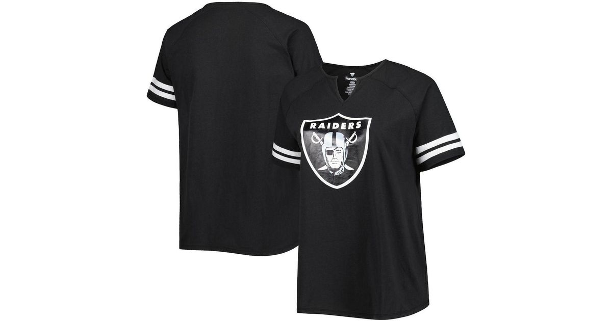 Fanatics Branded Black Las Vegas Raiders Plus Size Logo Striped Raglan
