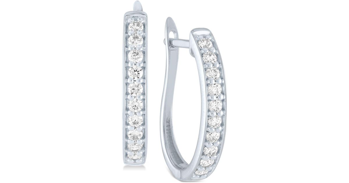 Macy's Diamond Hoop Earrings (1/2 Ct. T.w.) in Sterling Silver